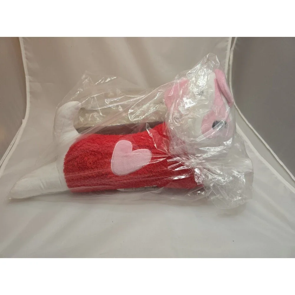 Room Essentials Target Valentine Dog Shaped Toss Pillow Red Heart 18” Plush New
